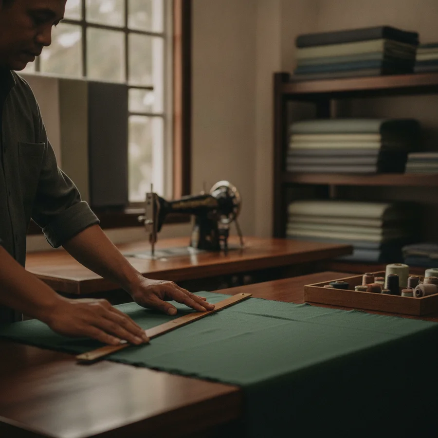Craftsperson finishing an accessory