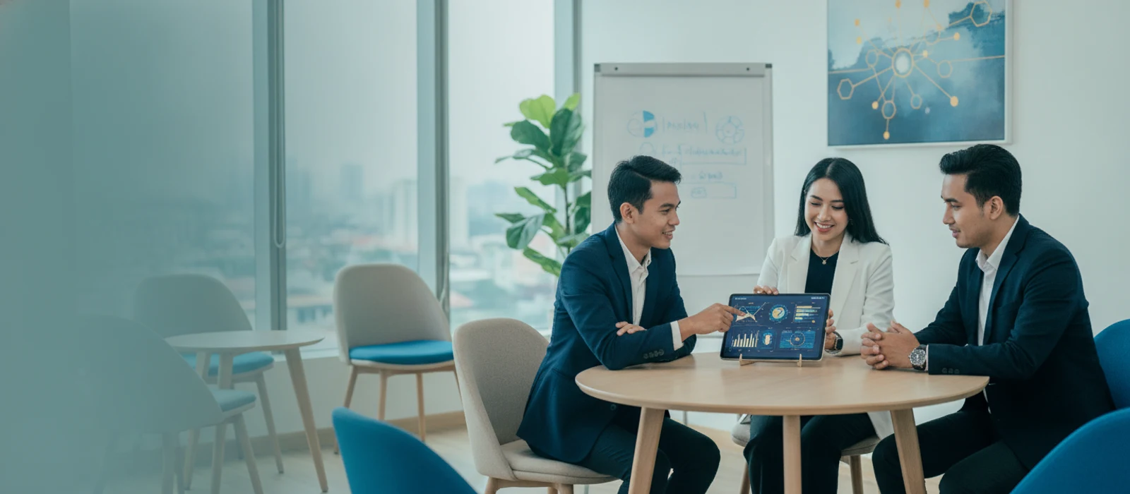 Tim profesional Bhumi Placement Network sedang berdiskusi mengenai strategi karier dengan seorang