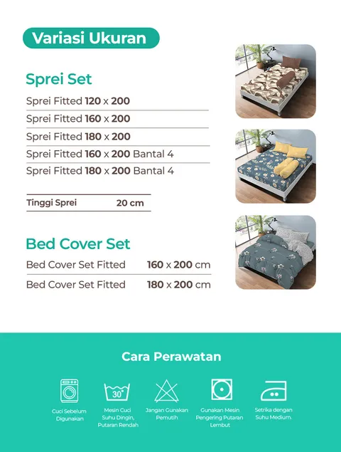 Kintakun Sprei Set LITE 100/120/160/180 Special Minimalis Bunga Microfiber Tinggi 20 cm - Multuvariant