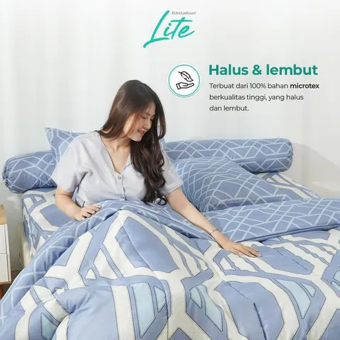 [BEST SELLER] Kintakun New LITE Sprei Set Special Minimalis Bunga Microfiber 20 cm Bantal Kain - Multivariant