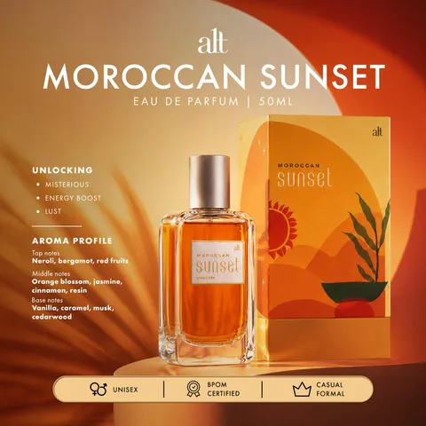 Alt Perfumery | Moroccan Sunset Eau De Parfum | Unisex | Gourmand | Sweet Vanilla | Man | Woman | Perfume - 50ml | Tahan Lama | Best Seller - Neroli, Jasmine, Caramel (gourmand)