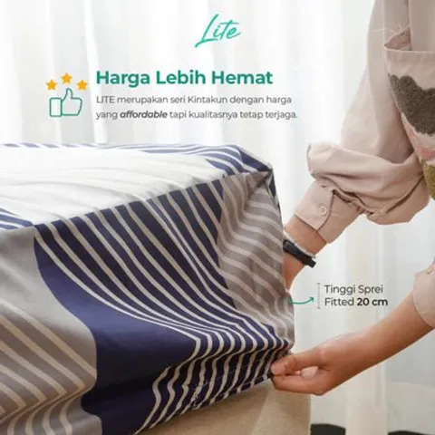 [BEST SELLER] Kintakun LITE Bedcover Set Rumbai 180 x 200 Minimalis Bunga Microfiber 20 cm Bantal Kain Sarung