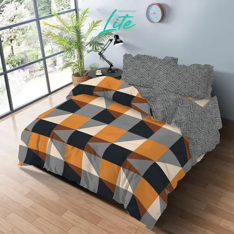 [BEST SELLER] Kintakun LITE Bedcover Set Rumbai 180 x 200 Minimalis Bunga Microfiber 20 cm Bantal Kain Sarung