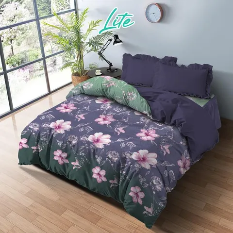 [BEST SELLER] Kintakun LITE Bedcover Set Rumbai 180 x 200 Minimalis Bunga Microfiber 20 cm Bantal Kain Sarung