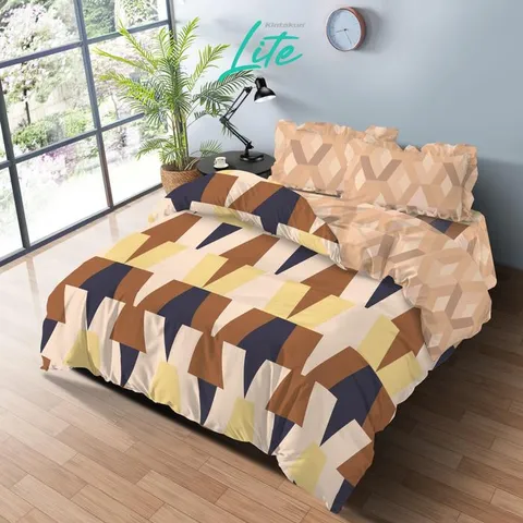 [BEST SELLER] Kintakun LITE Bedcover Set Rumbai 180 x 200 Minimalis Bunga Microfiber 20 cm Bantal Kain Sarung