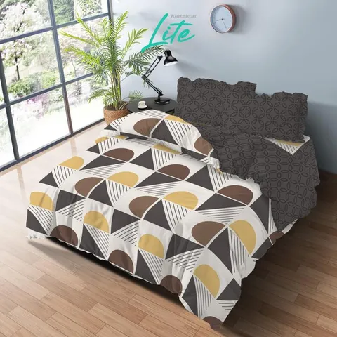 [BEST SELLER] Kintakun LITE Bedcover Set Rumbai 180 x 200 Minimalis Bunga Microfiber 20 cm Bantal Kain Sarung
