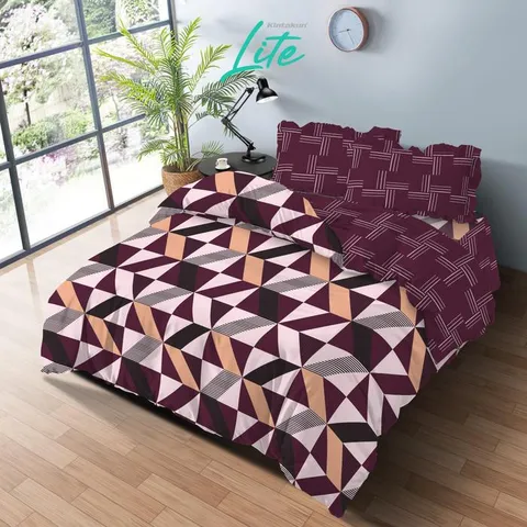 [BEST SELLER] Kintakun LITE Bedcover Set Rumbai 180 x 200 Minimalis Bunga Microfiber 20 cm Bantal Kain Sarung