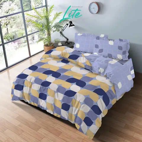 [BEST SELLER] Kintakun LITE Bedcover Set Rumbai 180 x 200 Minimalis Bunga Microfiber 20 cm Bantal Kain Sarung