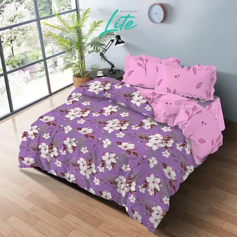 [BEST SELLER] Kintakun LITE Bedcover Set Rumbai 180 x 200 Minimalis Bunga Microfiber 20 cm Bantal Kain Sarung
