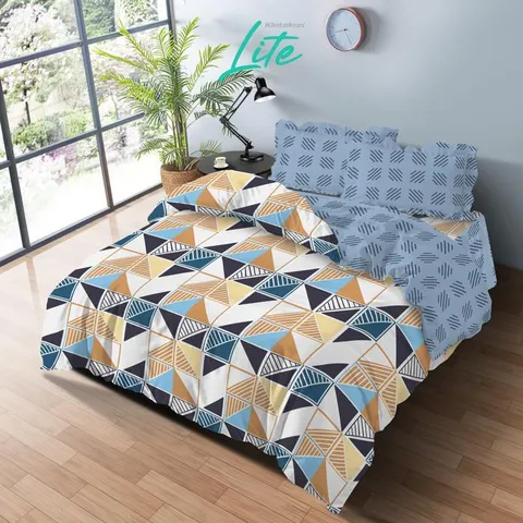 [BEST SELLER] Kintakun LITE Bedcover Set Rumbai 180 x 200 Minimalis Bunga Microfiber 20 cm Bantal Kain Sarung
