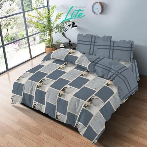[BEST SELLER] Kintakun LITE Bedcover Set Rumbai 180 x 200 Minimalis Bunga Microfiber 20 cm Bantal Kain Sarung